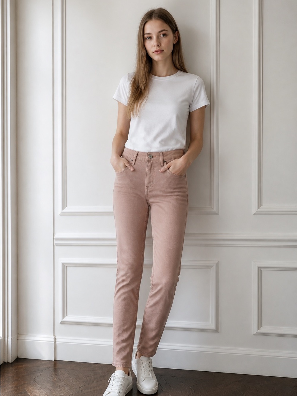 Calvin Klein Jeans Womens Sz 30 Pink Denim Ankle Skinny Stretch Pants $69